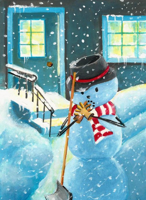 Shoveling Snow Snowmann© Cards